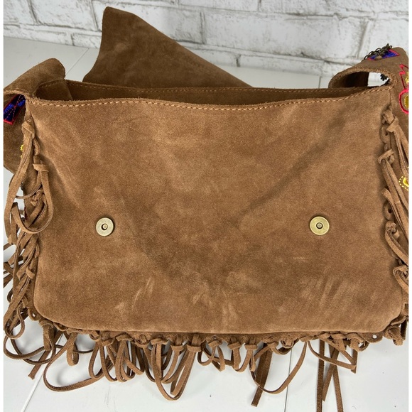 Francesco Biasia Tan Suede Fringe Shoulder Bag - Picture 6 of 10
